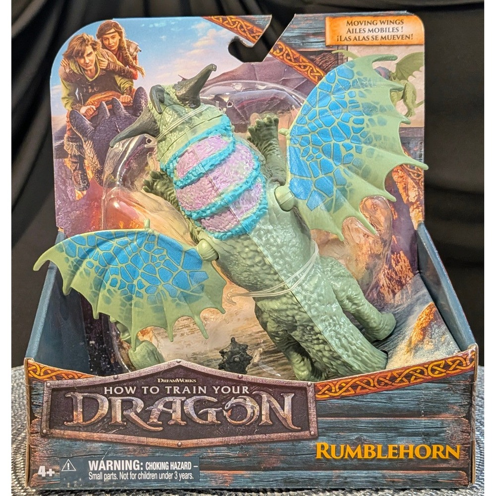 DreamWorks How To Train Your Dragon Rumblehorn Action Figure Moving Wings Green